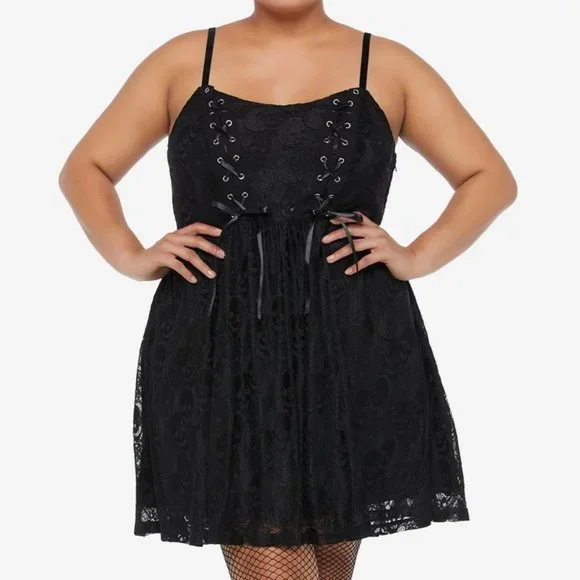 Hot Topic | Dresses | Nwt Hot Topic Corset Dress Skull Lace Pockets Goth  Gothic Plus Size | Poshmark